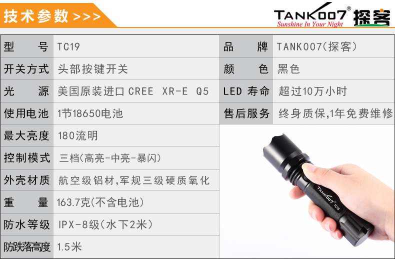 選購強光手電筒什么品牌好？探客TANK007手電筒生產(chǎn)廠家
